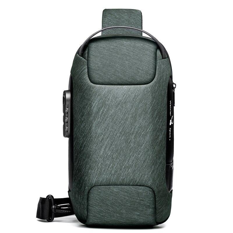 Bolsa Antifurto de Ombro Multifuncional com Travas de Segurança e Carregador Usb eletronicos 057 AmploTech Verde