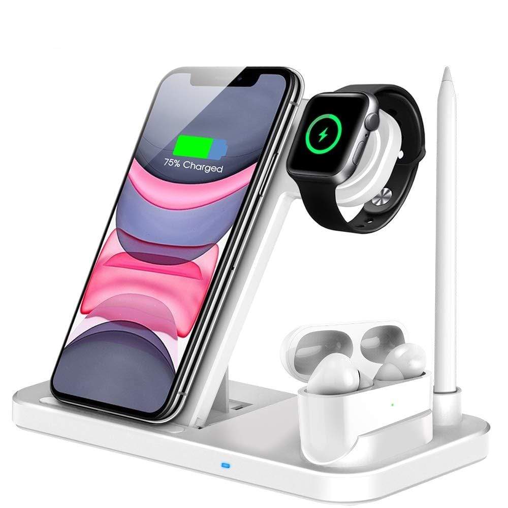 Carregador Rápido Sem Fio 4 em 1 eletronicos 010 AmploTech Branco