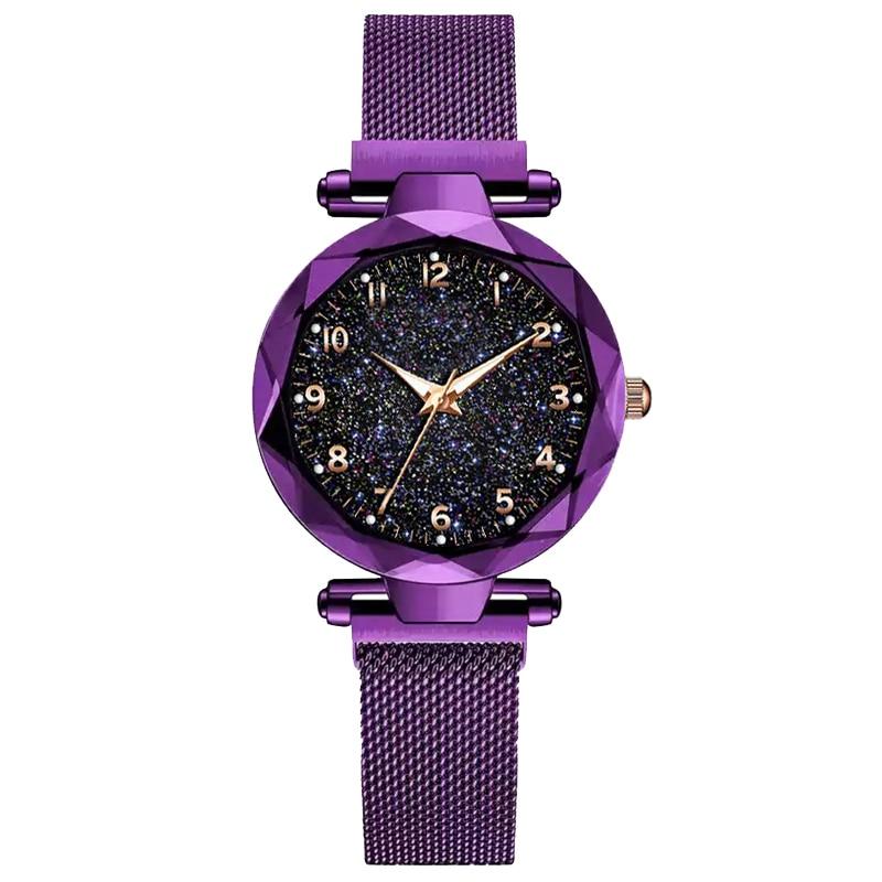 Relógio Magnético Feminino Céu Estrelado - Fashion Watch relógio 023 AmploTech Roxo