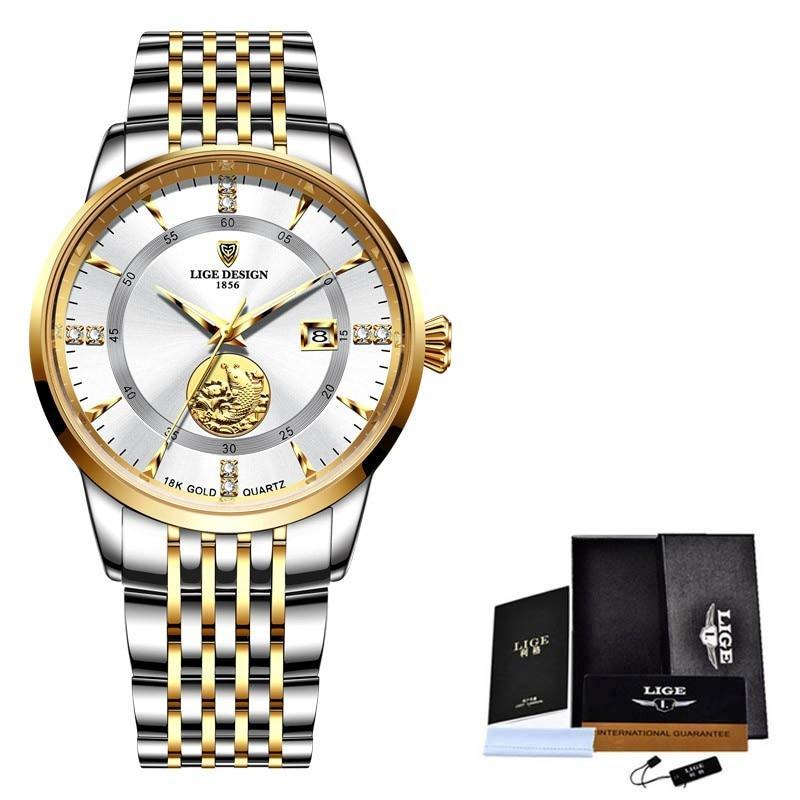 Relógio Masculino Goldfish Lige - Luxury Watch relógio 035 AmploTech Dourado/ Branco