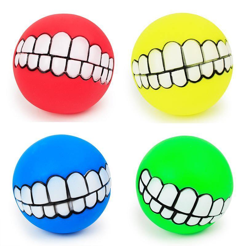 Bola para animais de estimação com dentes engraçados — 2 unidades